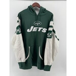 NFL New York Jets Hoodie Green White Colorblock Pullover Sweatshirt Mens